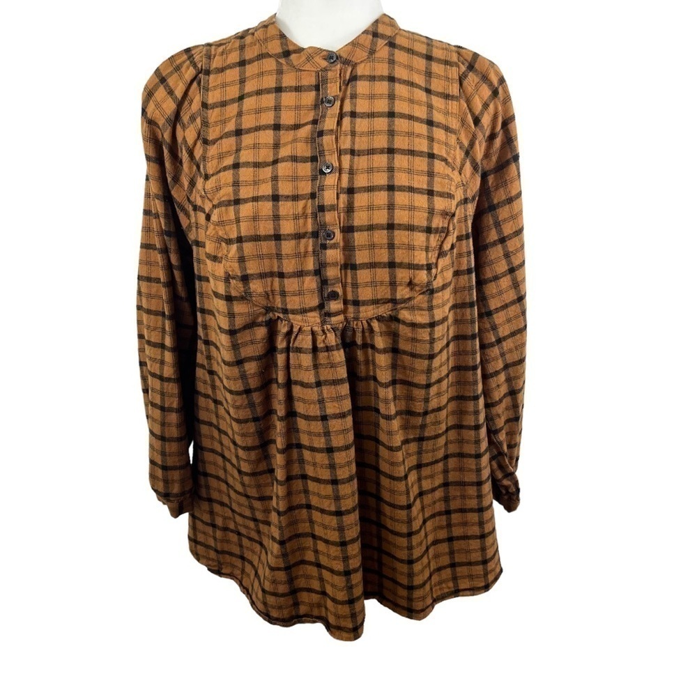 Ingrid & Isabel Maternity Plaid Flannel Top Large